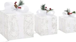 vidaXL Kerstdecoratie Geschenkdozen 3 St Binnen/Buiten Wit Sale