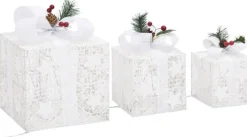 vidaXL Kerstdecoratie Geschenkdozen 3 St Binnen/Buiten Wit Sale
