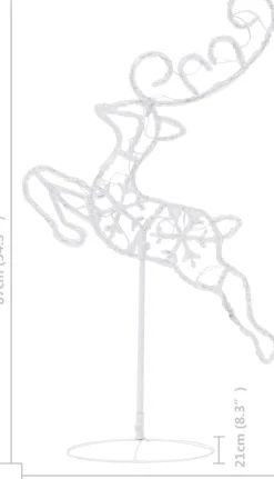 vidaXL Kerstdecoratie Rendieren En Slee 260X21X87 Cm Acryl Warmwit Shop