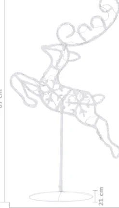 vidaXL Kerstdecoratie Rendieren En Slee 260X21X87 Cm Acryl Warmwit Shop