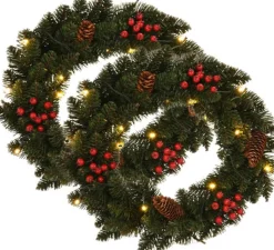 vidaXL Kerstkransen> Kerstkransen 2 St Met Decoratie 45 Cm Groen