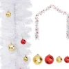 vidaXL Guirlandes> Kerstslinger Versierd Met Kerstballen 10 M Wit