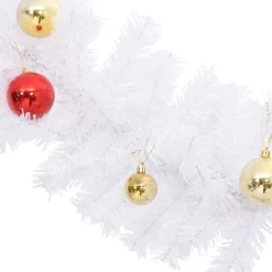 vidaXL Guirlandes> Kerstslinger Versierd Met Kerstballen 10 M Wit