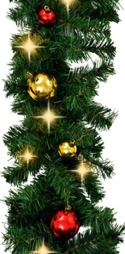 vidaXL Guirlandes></noscript> Kerstslinger Versierd Met Kerstballen En Led-Lampjes 20 M