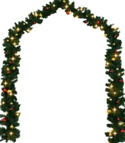 vidaXL Guirlandes></noscript> Kerstslinger Versierd Met Kerstballen En Led-Lampjes 20 M