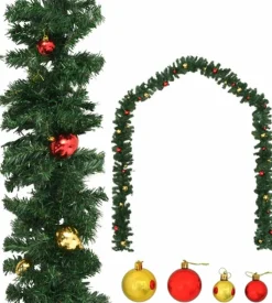 vidaXL Guirlandes> Kerstslinger Versierd Met Kerstballen 20 M