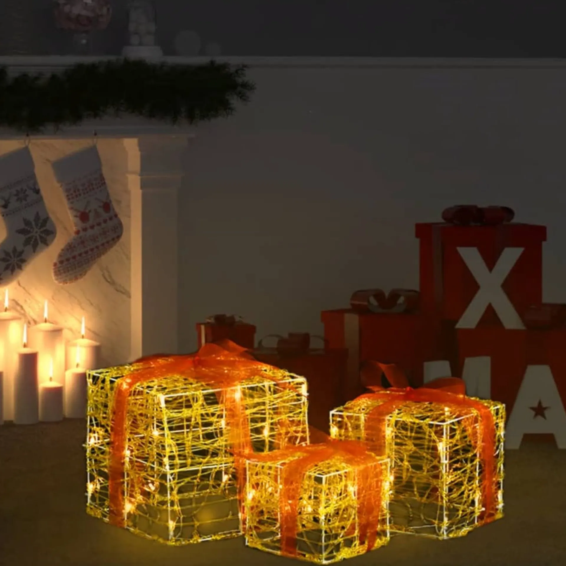 vidaXL Kerstverlichting Geschenkdozen 3 St Decoratief Acryl Warmwit Best