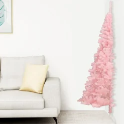 vidaXL Kunstkerstboom Met Standaard Half 150 Cm Pvc Roze Best