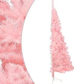 vidaXL Kunstkerstboom Met Standaard Half 150 Cm Pvc Roze Best