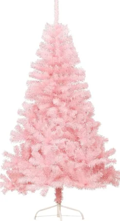 vidaXL Kunstkerstboom Met Standaard Half 150 Cm Pvc Roze Best