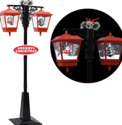 vidaXL Straatlantaarn Met Kerstman 81X40X188 Cm Pvc Zwart En Rood Fashion