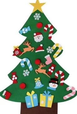 ’merkloos’ Vilten Kerstboom - Versier Je Eigen Kerstboom - 80X60Cm - Vilt - Kindvriendelijk - Inclusief 26 Versieringen - Ieder Jaar Te Gebruiken - Kinderspeelgoed - Kerstmis - Kerstboom Diy - Kerst - Seizoensdecoratie Best