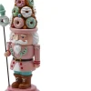 EDG - Enzo De Gasperi Kerstbeelden>Viv! Christmas Kerstbeeld - Kerst Notenkraker Donut Hoed - Roze Groen - 34Cm
