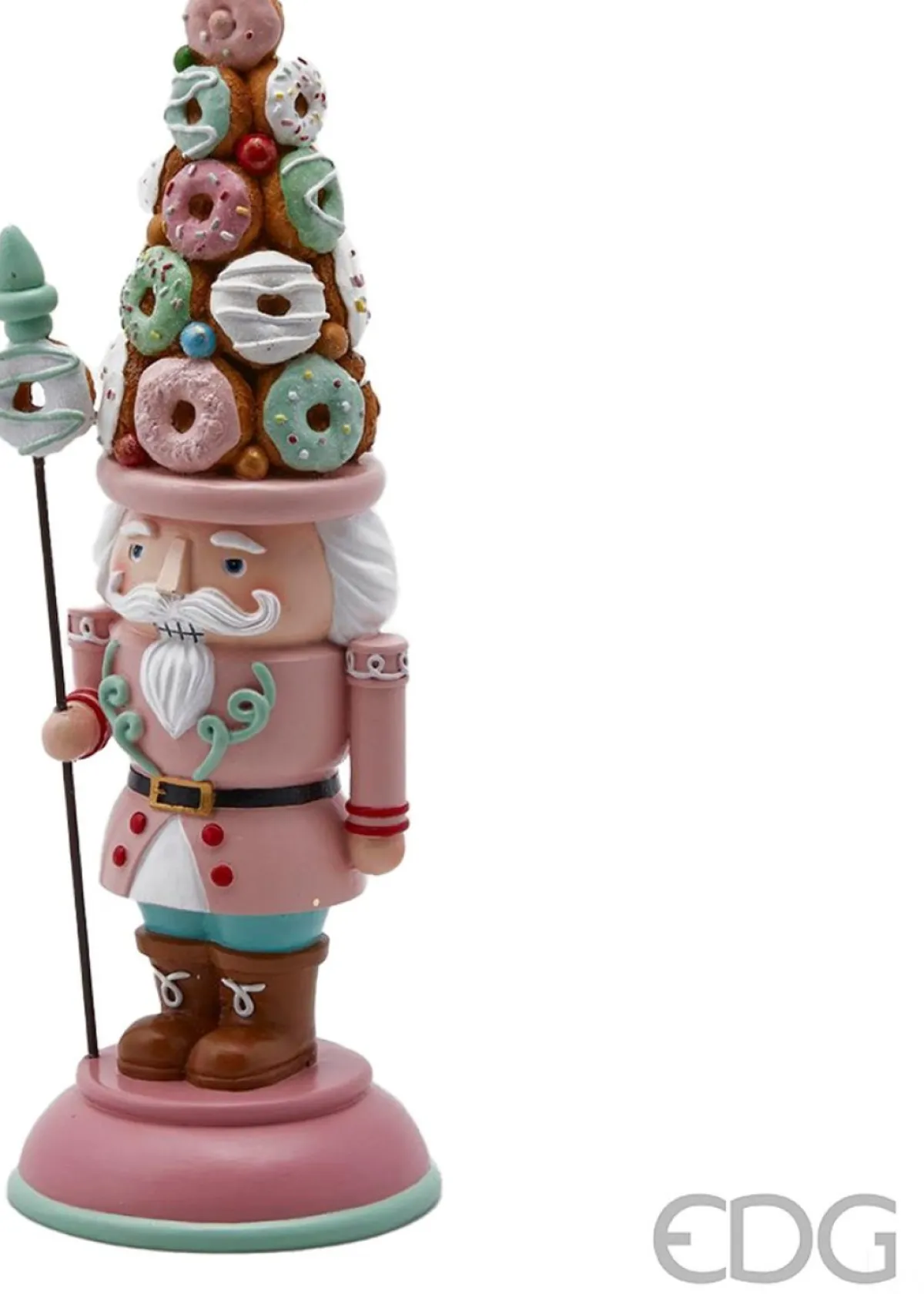 EDG - Enzo De Gasperi Kerstbeelden>Viv! Christmas Kerstbeeld - Kerst Notenkraker Donut Hoed - Roze Groen - 34Cm