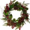 Viv! Home Luxuries Kerstkransen> Kerstkrans Met Dennenappels En Besjes - Groen Rood - O55Cm