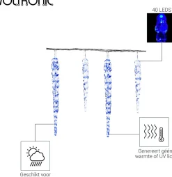 VOTRONIC Voltronic Kerstverlichting - Ijspegel Verlichting - 40 Ijspegels - 10.5 Meter Kabel - Blauw Fashion