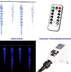 VOTRONIC Voltronic Kerstverlichting - Led Ijspegel Verlichting - Met Afstandsbediening & Timer - Kerstlampjes - Kerstverlichting Binnen - Kerstverlichting Buiten - Feestverlichting - Feest - Kerst - 40 Ijspegels - 5.5M Verlichting + 5M Snoer Outlet