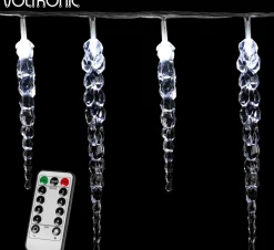 VOTRONIC Voltronic Kerstverlichting - Led Ijspegel Kerstlampjes - Met Timer & Afstandsbediening - Kerstverlichting Binnen - Kerstverlichting Buiten - Feestverlichting - Feest - Kerst - 40 Ijspegels - 5.5 Meter Verlichting + 5 M Kabel Clearance