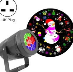 Merkloos 4W Led Snowflake Christmas Decoration Projector Light With 16 Patterns, Spec: Uk Plug Store