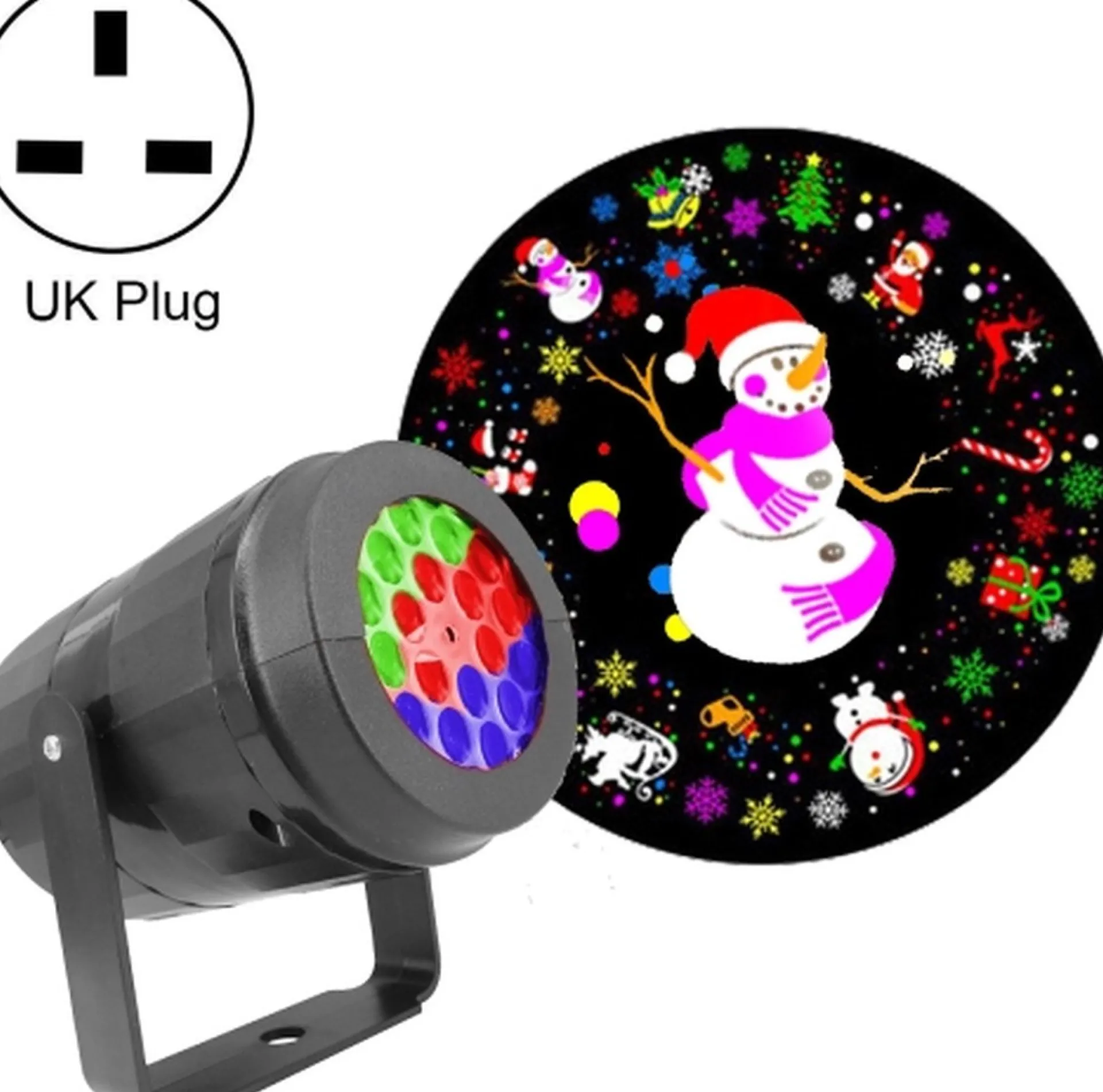 Merkloos 4W Led Snowflake Christmas Decoration Projector Light With 16 Patterns, Spec: Uk Plug Store