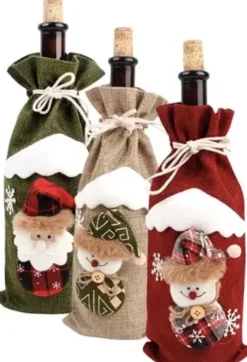 Non Merk Kerstsokken>Wijnflessok - Kerstsok- Kerstdecoratie - Diner- Wijn- Fles- Kerstcadeau- Wijnfleshouder