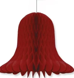 Bellatio Decorations Kersthanger>2X Bordeaux Rode Decoratie Klokken/Kerstklokken Lampionnen 30 Cm - Feestversiering/Kerstversiering