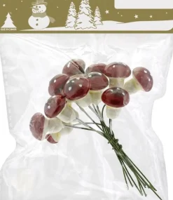 Merkloos Kerststukjes>2X Bosjes Met Paddenstoelen Instekers/Stekers 2 Cm - Herfststukje/Kerststukje Maken - Onderdelen - Paddenstoeltjes