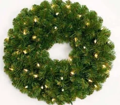 KJ Kunstkerstbomen Kerstkransen>5X Dakota Kerstkrans - Met 300 Takken - 100 Led Lampjes - O 90 Cm