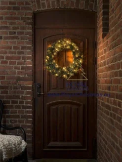 KJ Kunstkerstbomen Kerstkransen>5X Dakota Kerstkrans - Met 300 Takken - 100 Led Lampjes - O 90 Cm