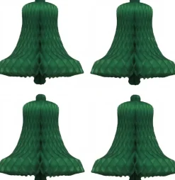 Bellatio Decorations Kersthanger>8X Decoratie Kerst Versiering Kerstklokjes Groen 16 Cm - Kerstversiering / Boomversiering Kerstklokken
