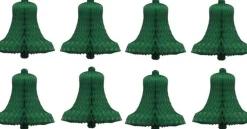 Bellatio Decorations Kersthanger>8X Decoratie Kerst Versiering Kerstklokjes Groen 16 Cm - Kerstversiering / Boomversiering Kerstklokken