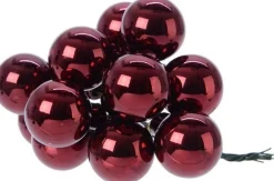 Merkloos Kerststukjes>10X Donkerrode Mini Kerstballen Kerststukje Stekers 2 Cm Glans