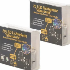 Merkloos 3X Draadverlichting Zilver Met Warm Witte Led Lampjes 2 Meter Op Batterijen Met Timer - Kerstverlichting Lichtsnoeren Online