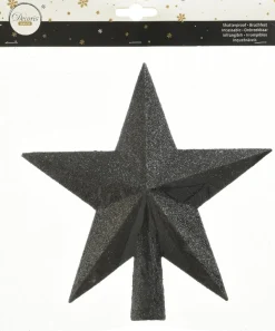 Decoris Kerstboomversieringen>1X E Glitter Ster Kerstboom Piek Kunststof 19 Cm E Kerstboom Versieringen