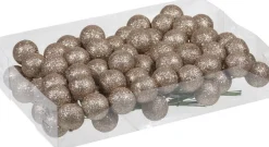 Othmara decorations Kerststukjes>80X Glitter Mini Kerstballen Stekers Kunststof 3 Cm - Kerststukje Maken Onderdelen