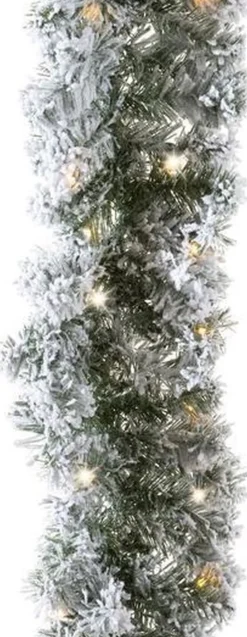 Merkloos Guirlandes>1X Groene Dennenslingers Frosted Met Verlichting 270 Cm - Kerstslingers / Dennen Slingers Met Licht/Lampjes