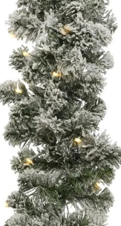 Merkloos Guirlandes>4X Groene Dennenslingers Met Sneeuw En Verlichting 270 X 25 Cm - Kerstslingers / Dennen Slingers / Takken