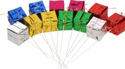 Merkloos Kerststukjes>24X Instekers Met Gekleurde Cadeautjes 3 Cm Kerststukjes Maken - Kerststukje Onderdelen