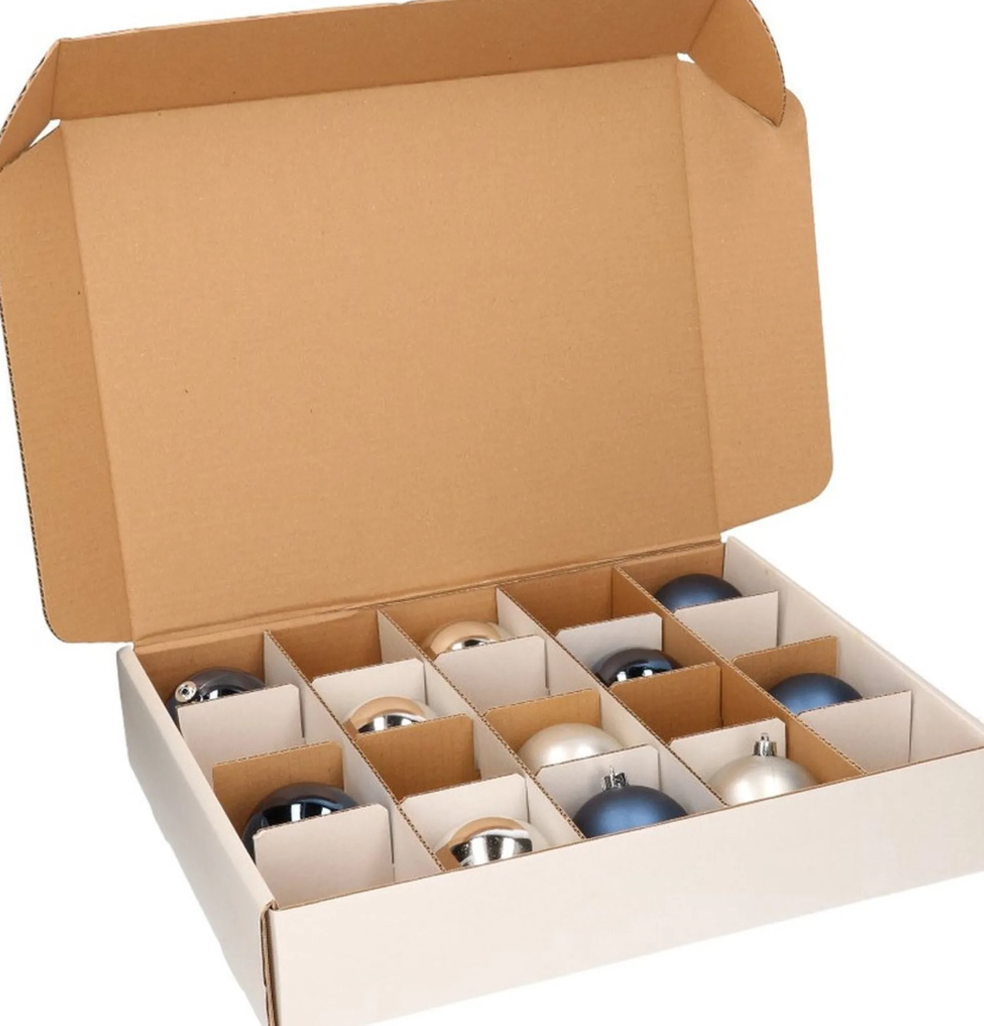 Bellatio Decorations 3X Kerstballen Opbergen Opbergboxen Voor Kerstballen Van 8 Cm - Opbergdozen/Sorteerdozen - Met 20X 8 Cm Vakken - 2 Stuks Clearance