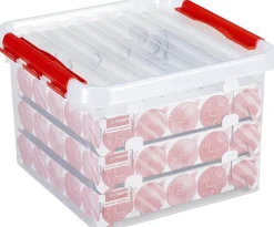 Bellatio Decorations 3X Kerstballen Opruimen Opbergboxen 26 Liter - Voor In Totaal 225 Kerstballen - Kerstversiering/Kerstdecoratie Opruimen/Opbergen Flash Sale