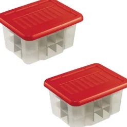 Bellatio Decorations 2X Kerstballen Opruimen Opbergboxen 24 Liter - Voor 45 Kerstballen Per Box - Kerstversiering/Kerstdecoratie Kerstballen Opruimen/Opbergen Outlet