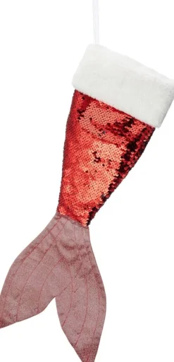 Merkloos Kerstsokken>1X Kerstsok Zeemeerminnen Vin/Staart Pailletten 45 Cm / Zeemeerminnenstaart