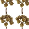 Merkloos Kerststukjes>4X Kerststukje Instekers Bosje Van 12 Gouden Dennenappels Op Draad - Kerststukje Onderdeken Stekers
