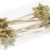 Othmar Decorations Kerststukjes>24X Kerststukje Onderdelen Gouden Stekers/Instekers Met Open Ster 6 Cm - Kerststukje Maken - Prikkers/Instekertjes