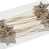 Othmar Decorations Kerststukjes>24X Kerststukje Onderdelen Champagne Stekers Met Open Ster 6 Cm - Kerststukje Maken Onderdelen