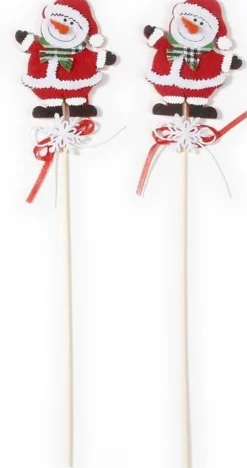Merkloos Kerststukjes>2X Kerststukje Onderdelen Stekers Met Sneeuwpoppen 30 Cm - Kerststukjes Onderdelen