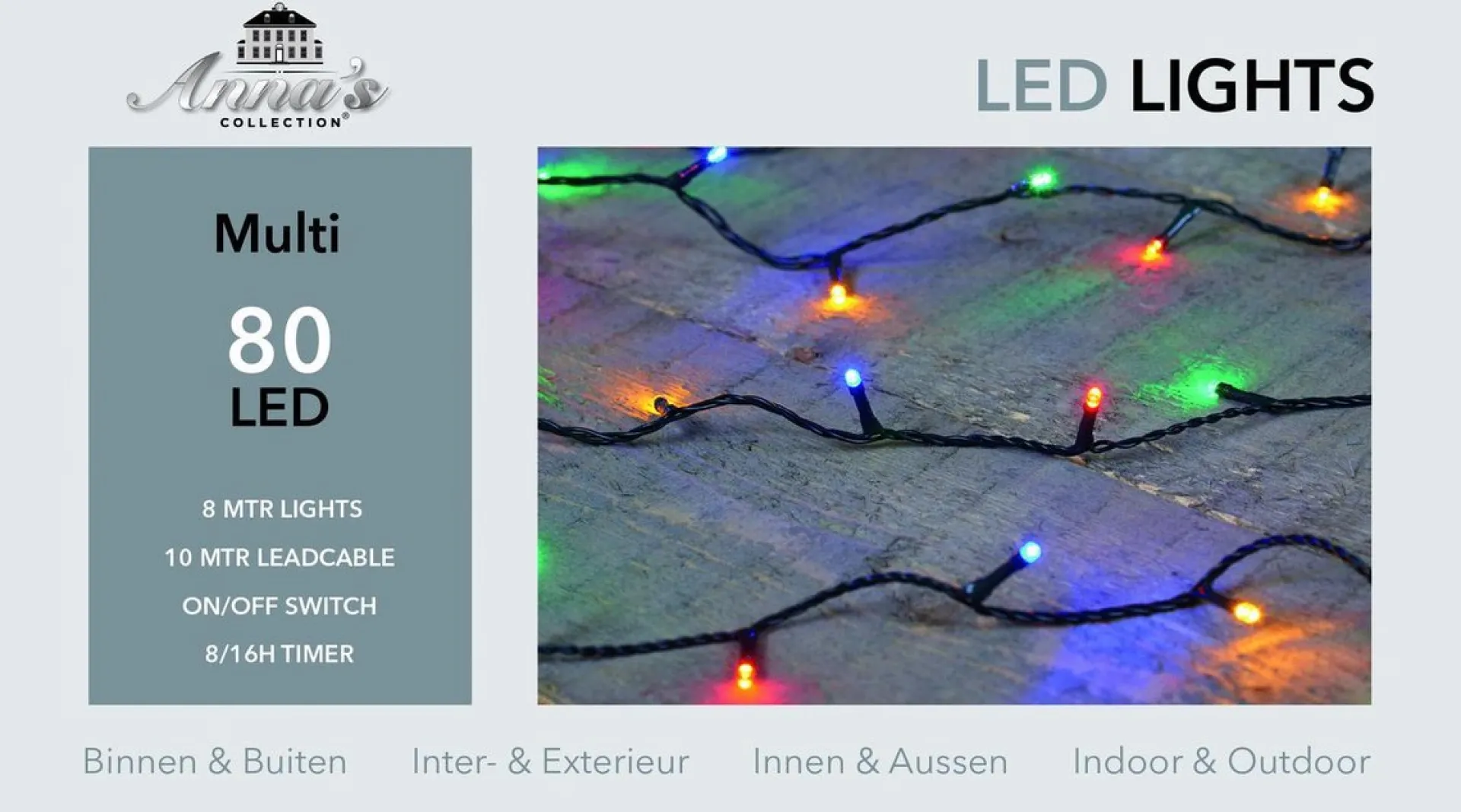 Anna's Collection 1X Kerstverlichting 80 Gekleurde Leds Met Dimmer En Timer - Voor Buiten En Binnen - Boomverlichting Shop