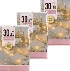 Merkloos 3X Kerstverlichting Op Batterij Warm Wit 30 Lampjes Outlet