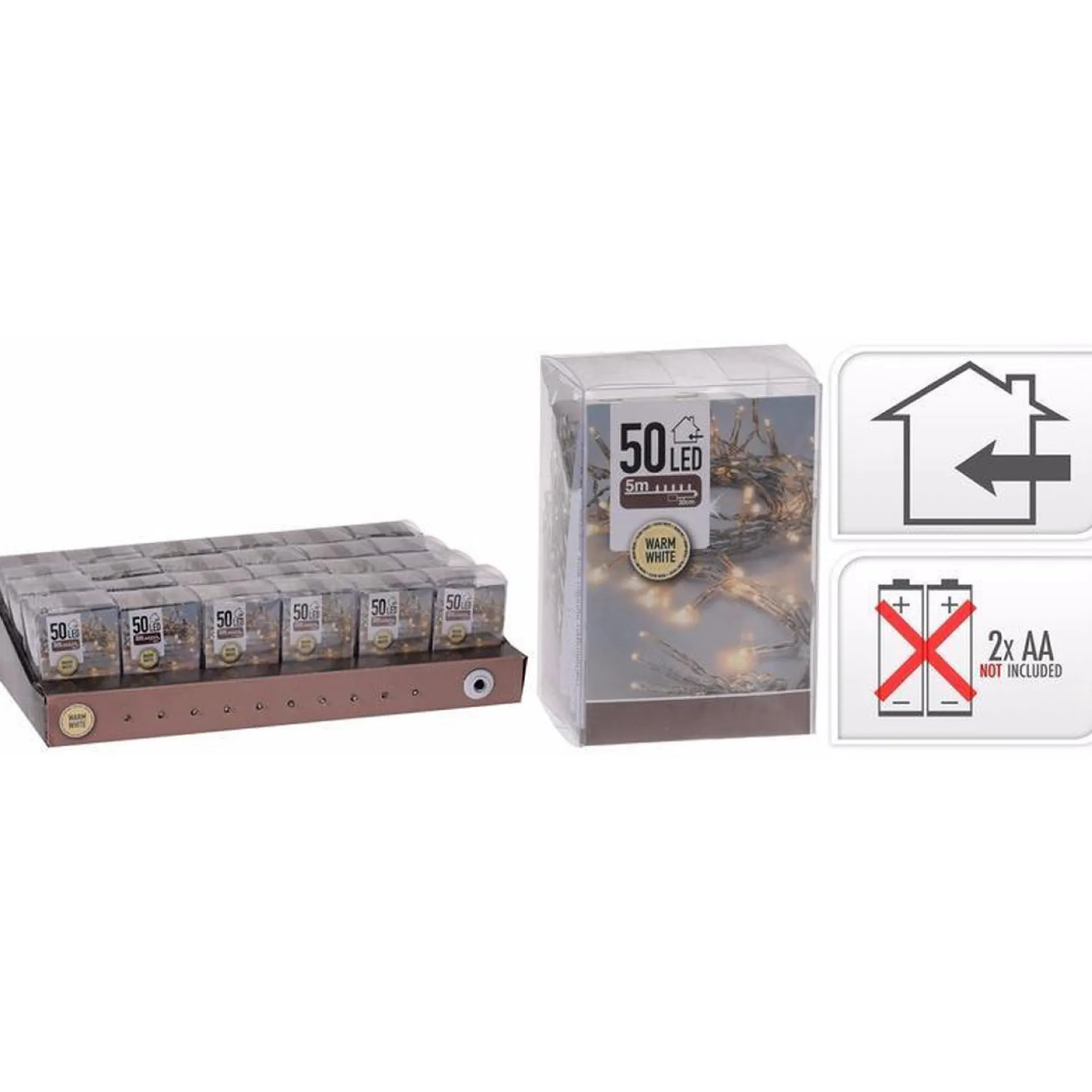 Merkloos 3X Kerstverlichting Op Batterij Warm Wit 50 Lampjes - Kerstlichtjes Op Batterijen Discount