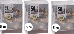 Merkloos 3X Kerstverlichting Op Batterij Warm Wit 50 Lampjes - Kerstlichtjes Op Batterijen Discount